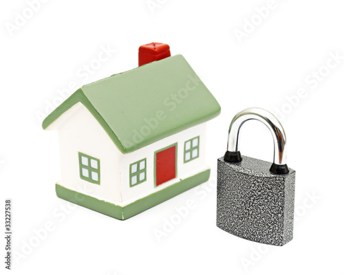 miniature house with lock