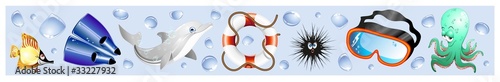 Animali Mare Sfondo Banner-Sea Animal Background-Vector-1