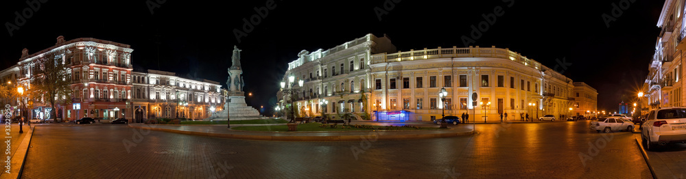 Night panorama of Ekaterininskaya square. Odessa.Ukraine