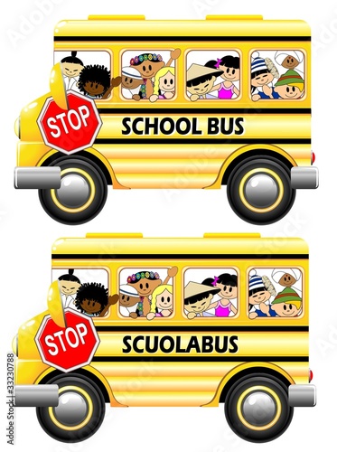 Scuola bus con Bambini-School bus with Children-Vector
