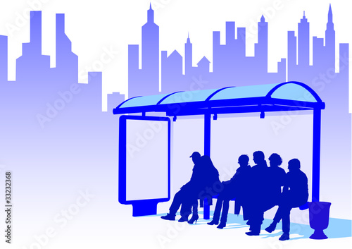 Bus stop in city