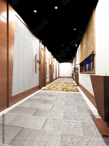 Modern corridor interior image  3D rendering 