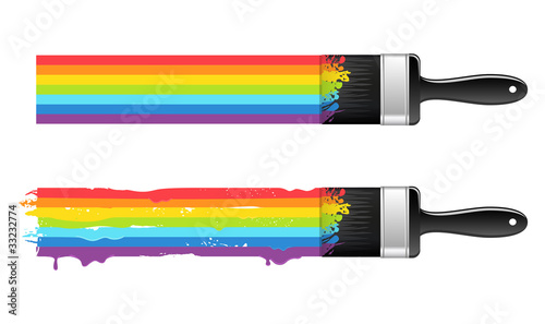 Brush with rainbow line. Abstract background. Vector.