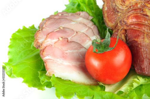 meat smoked bacon with lettuce and tomato photo