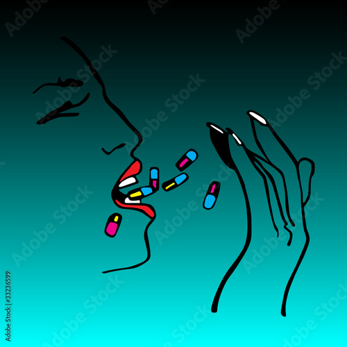 person taking pills vector