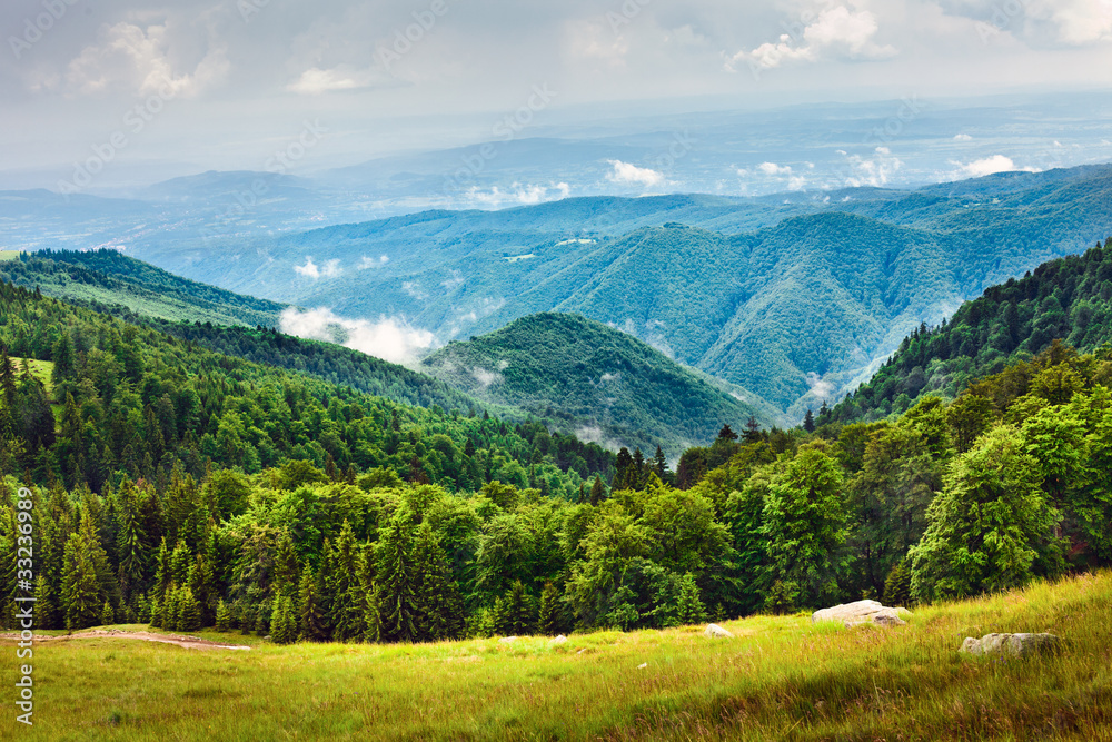 Landscape with Parang mountains in Romania