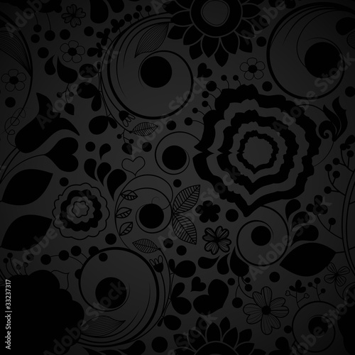 Elegant black floral seamless background