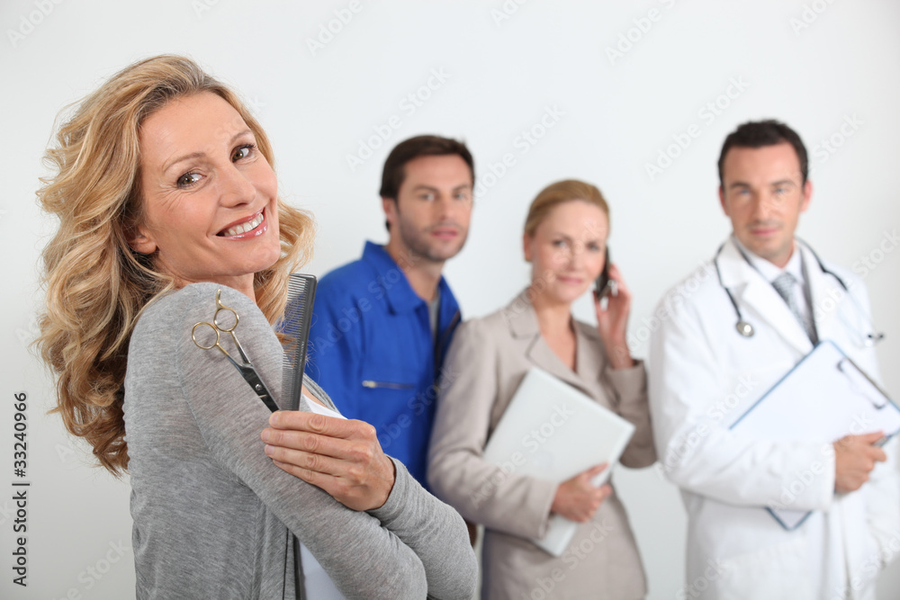 Hairdresser , mechanic, doctor and secretary Hairdresser , mechanic, doctor and secretary
