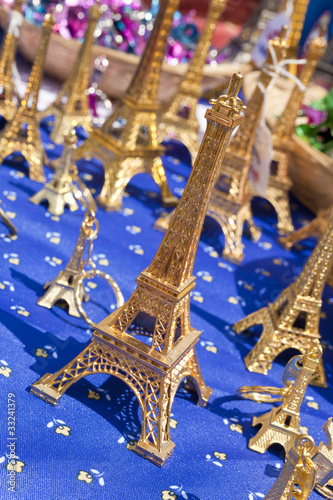 Miniature Eiffel Tower Souvenirs in Market  Paris  France