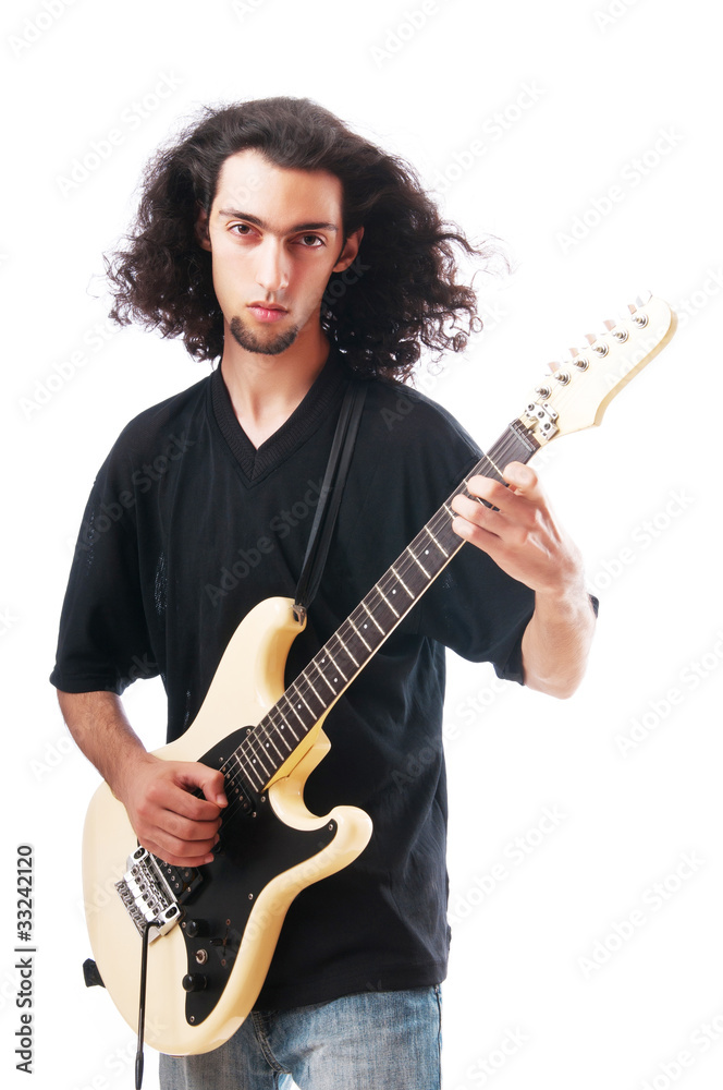 Guitar player isolated on the white background Guitar player isolated on the white background