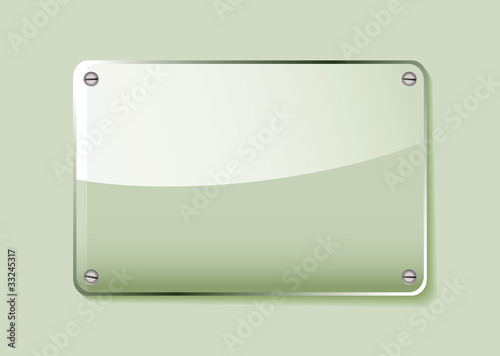 Green glass name tag