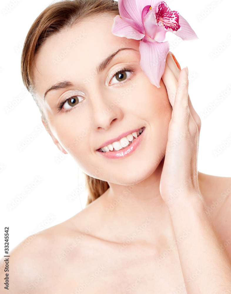 woman with orchid woman with orchid