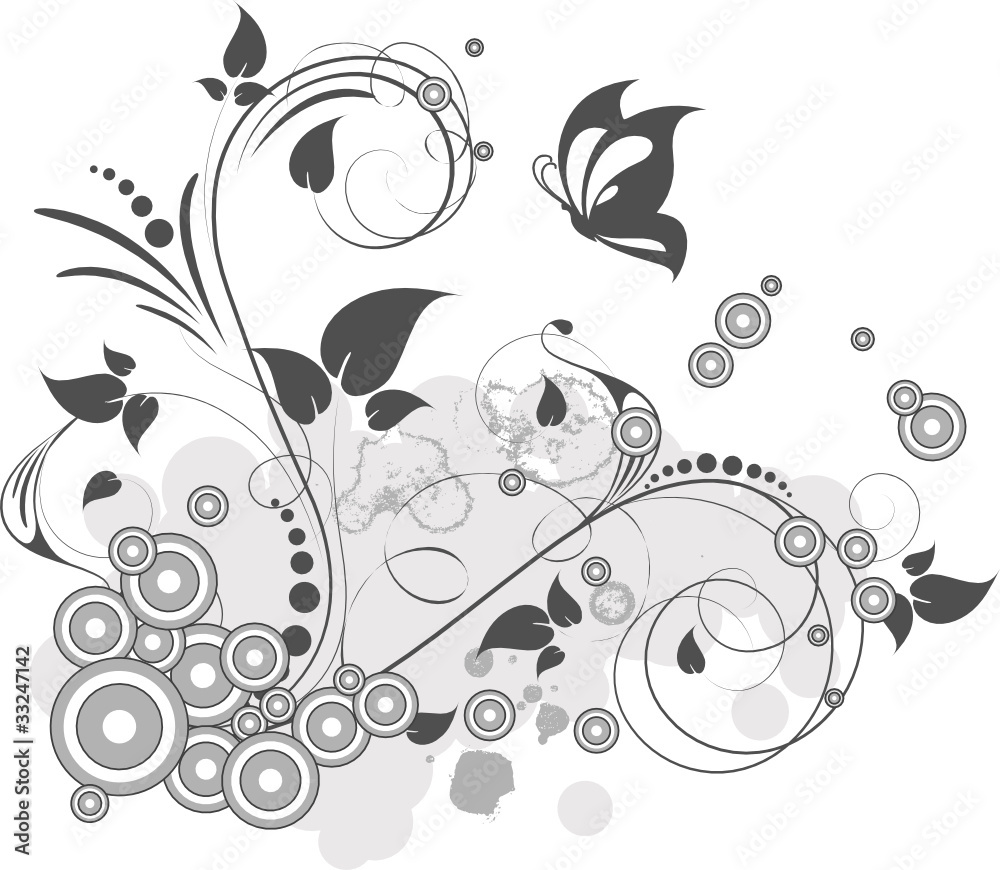 Floral abstract background with butterflies. Floral abstract background with butterflies.