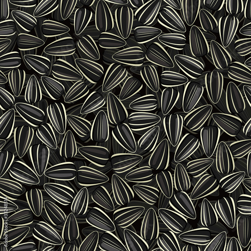 vector black sunflower seeds seamless background pattern