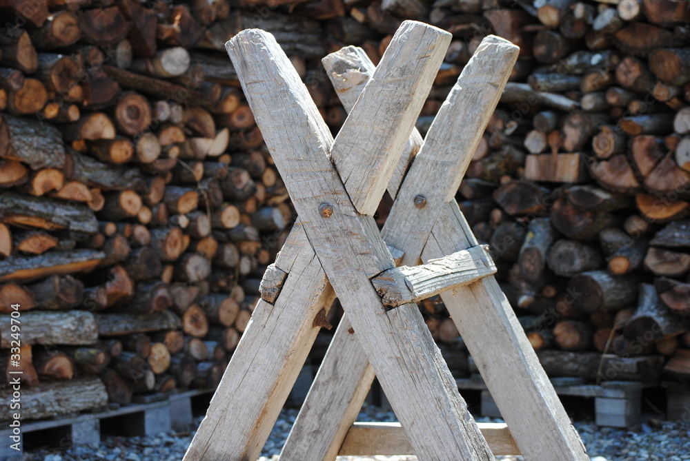 Foto Stock cavalletto per taglio legna
