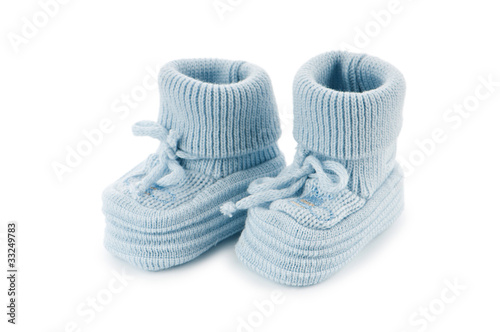 Woven baby shoes isolated on white background