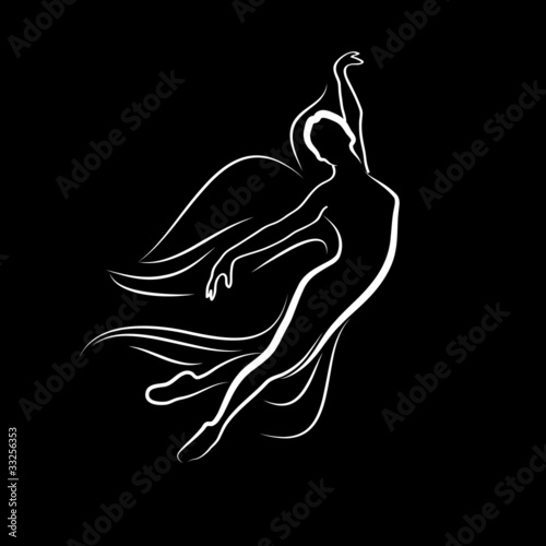 Logo angel flying, classical ballet # Vector
