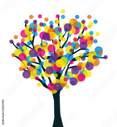 Creative and colorful tree. Fruitfulness or fecondity concept.