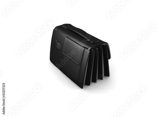 Black mini briefcase isolated on white
