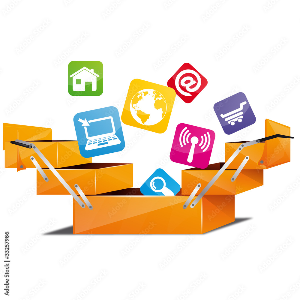 boite à outil et icone internet