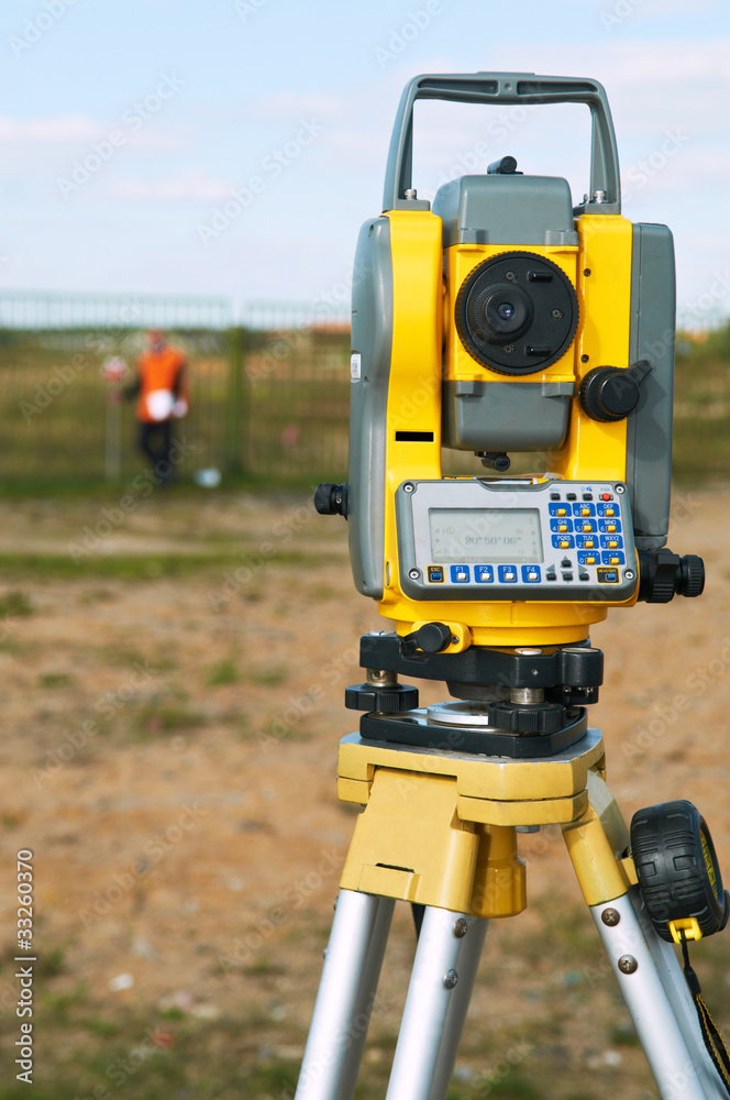 Surveyor theodolite on tripod Surveyor theodolite on tripod