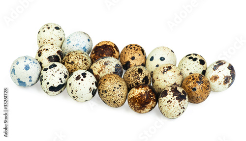 Quail eggs isolated on white the background