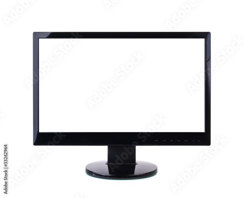 Computer Monitor with blank white screen.
