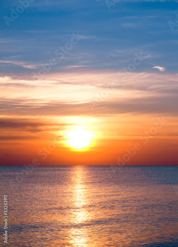 Bright Colorful Sunrise On The Sea With Beautiful Clouds © alma_sacra