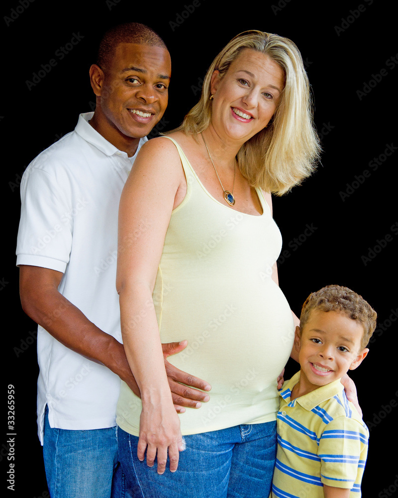 Portrait of mixed race family with pregnant mother Portrait of mixed race family with pregnant mother