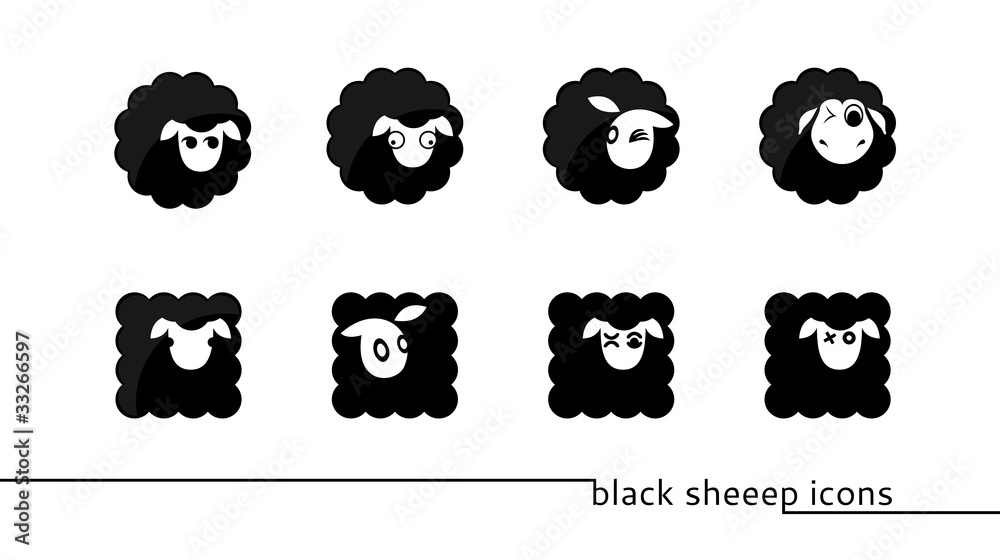 Fototapeta premium black sheep icons
