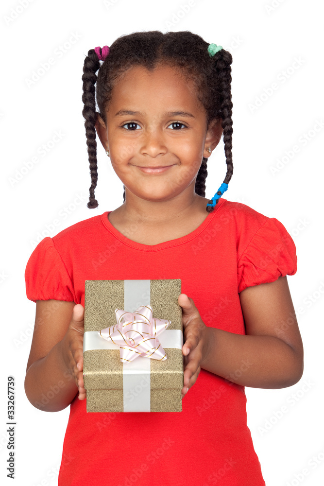 African little girl with a golden gift African little girl with a golden gift