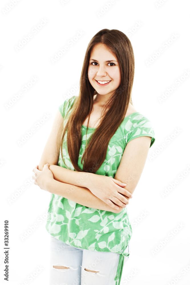 Portrait of a girl teenager. Isolated over white background Portrait of a girl teenager. Isolated over white background