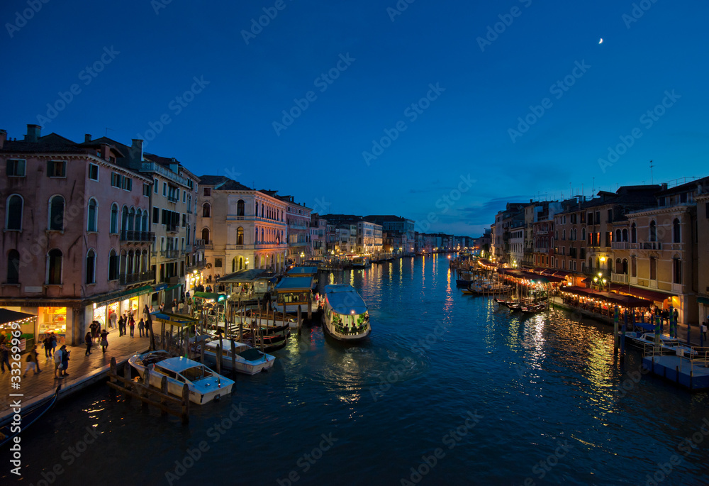 Grand Canal at night, Venice, italy