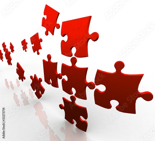 3d color puzzle. Conception of simple decision.