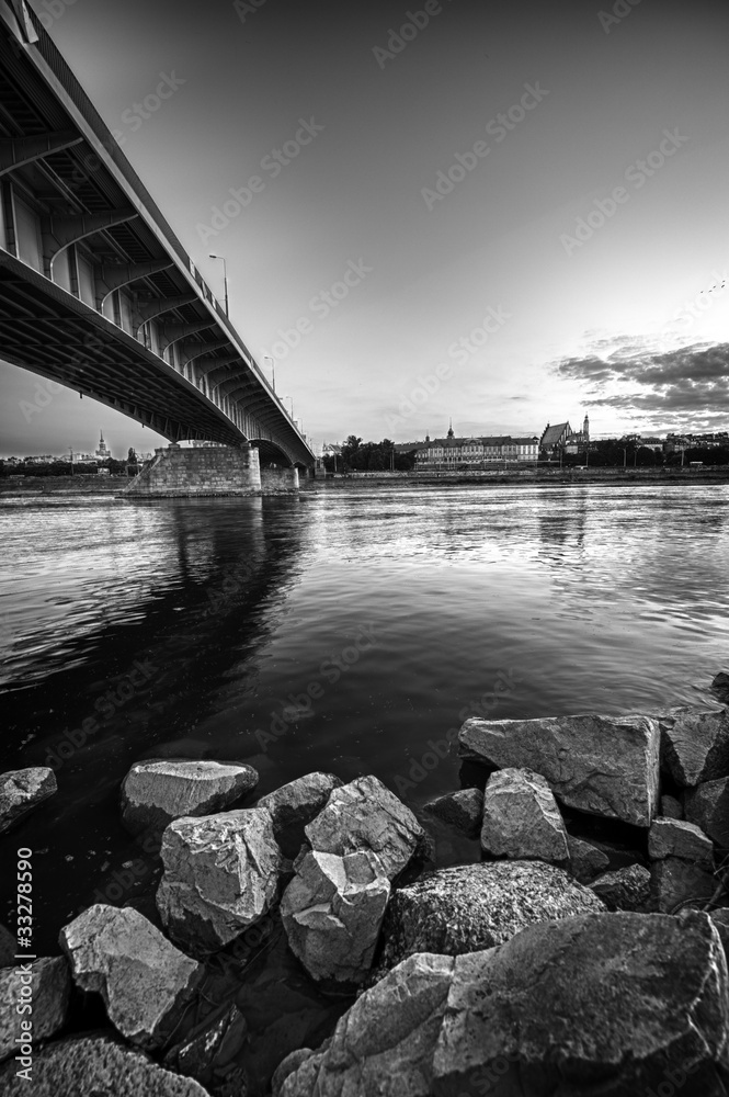 Naklejka premium Warszawska panorama z mostem