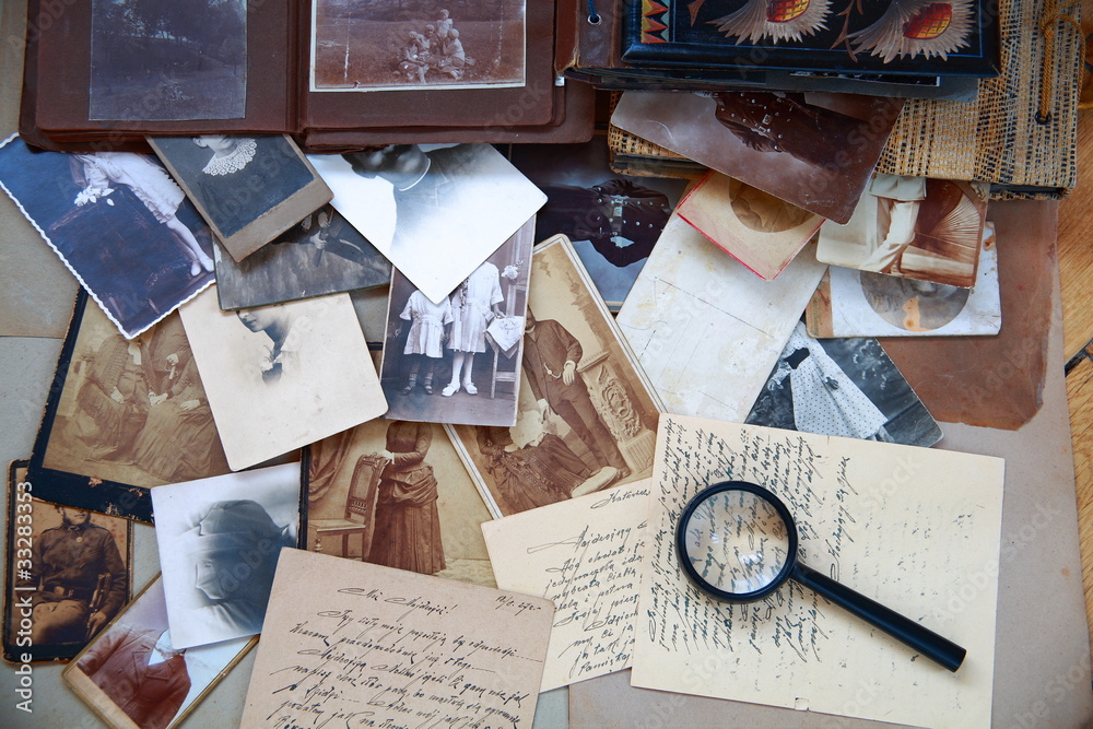 Behang Old photos, letters and albums