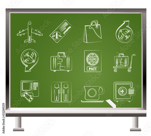 airport, travel and transportation icons 1 - vector icon set