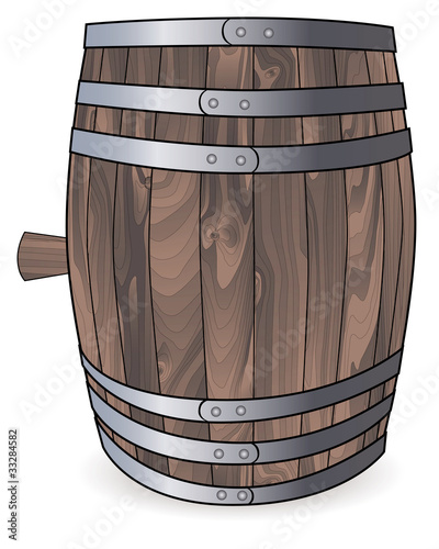 wooden barrel with metal hoops
