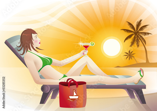 Femme qui se repose sur la plage