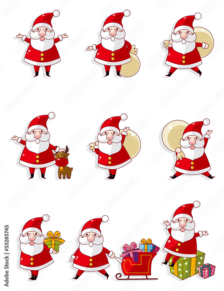 cartoon santa claus icon set