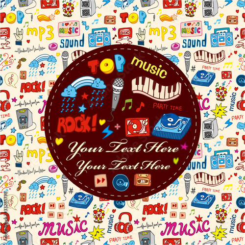 cartoon music party card