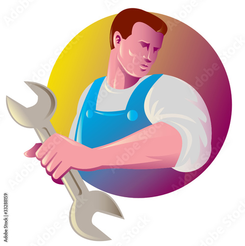 mechanic tradesman worker with spanner