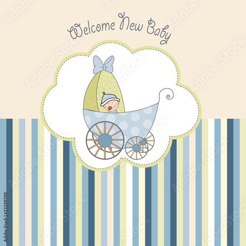 baby shower announcement card with pram