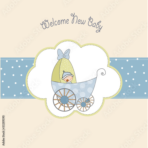 baby shower announcement card with pram