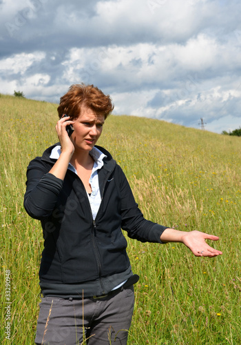 Young woman is calling photo