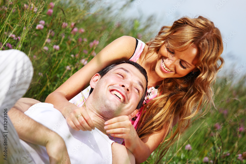 lovers on grass field lovers on grass field