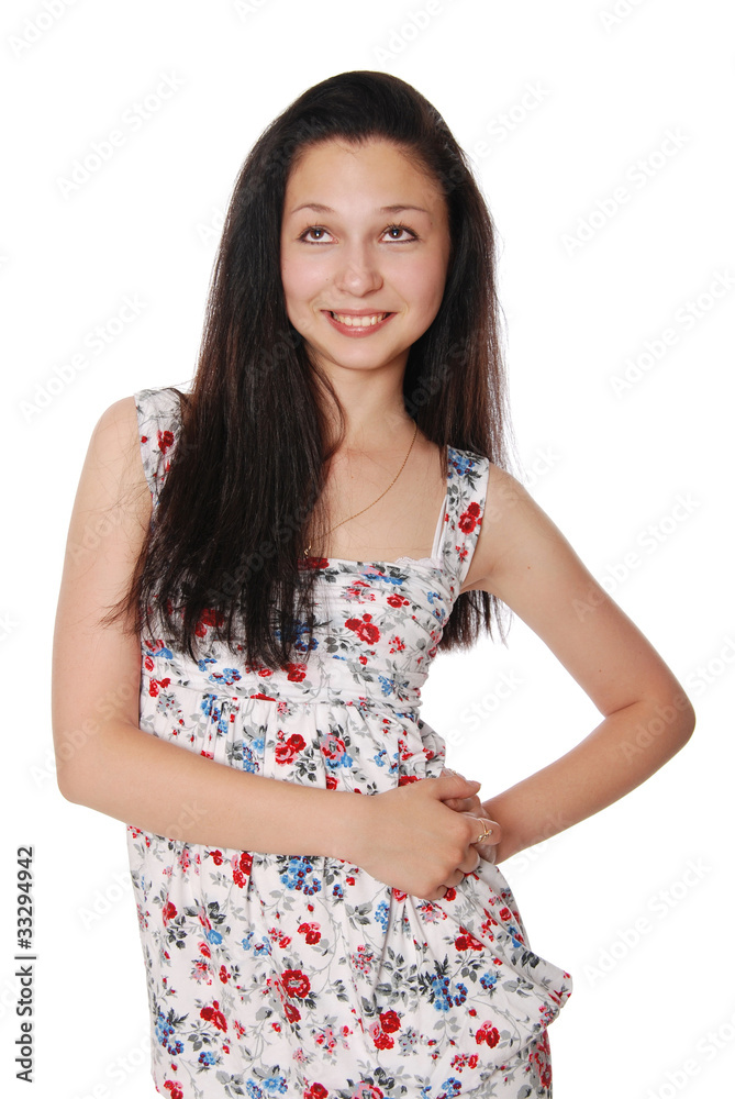 Closeup portrait of a happy young woman smiling isolated on whit Closeup portrait of a happy young woman smiling isolated on whit