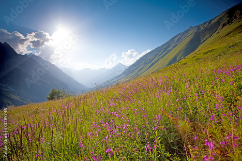 Scenic view of caucasus mountains