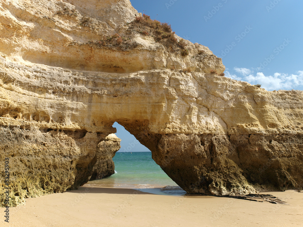Colorful rock cliffs of the Algarve in Portugal