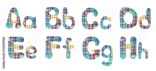 Collage alphabet letters A, B, C, D, E, F, G, H